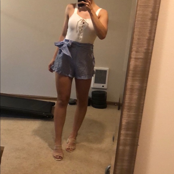 Ivory knit tie up ribbed lace bodysuit sz S - Picture 8 of 8